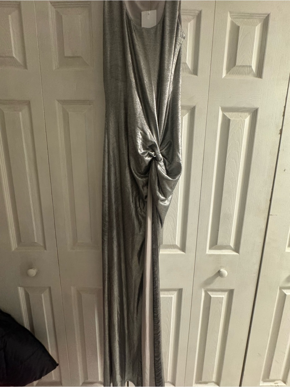 For Love And Lemons Silver Metallic Knot-Front Maxi Dress - Picture 4 of 7